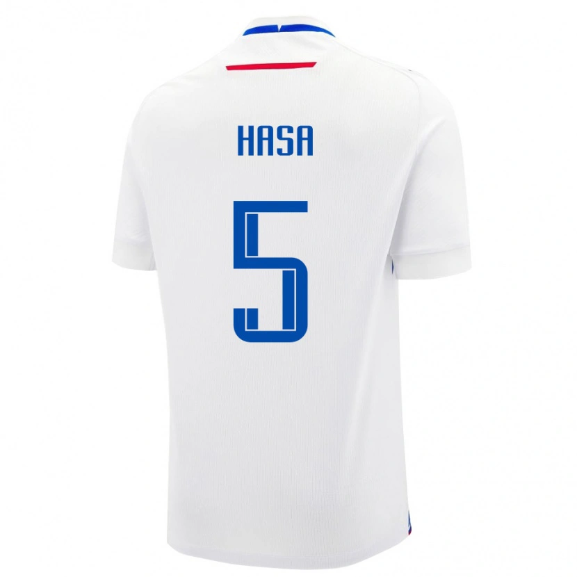Danxen Dětské Slovensko Samuel Hasa #5 Bílá Modrá Daleko Hráčské Dresy 26-28 Dres