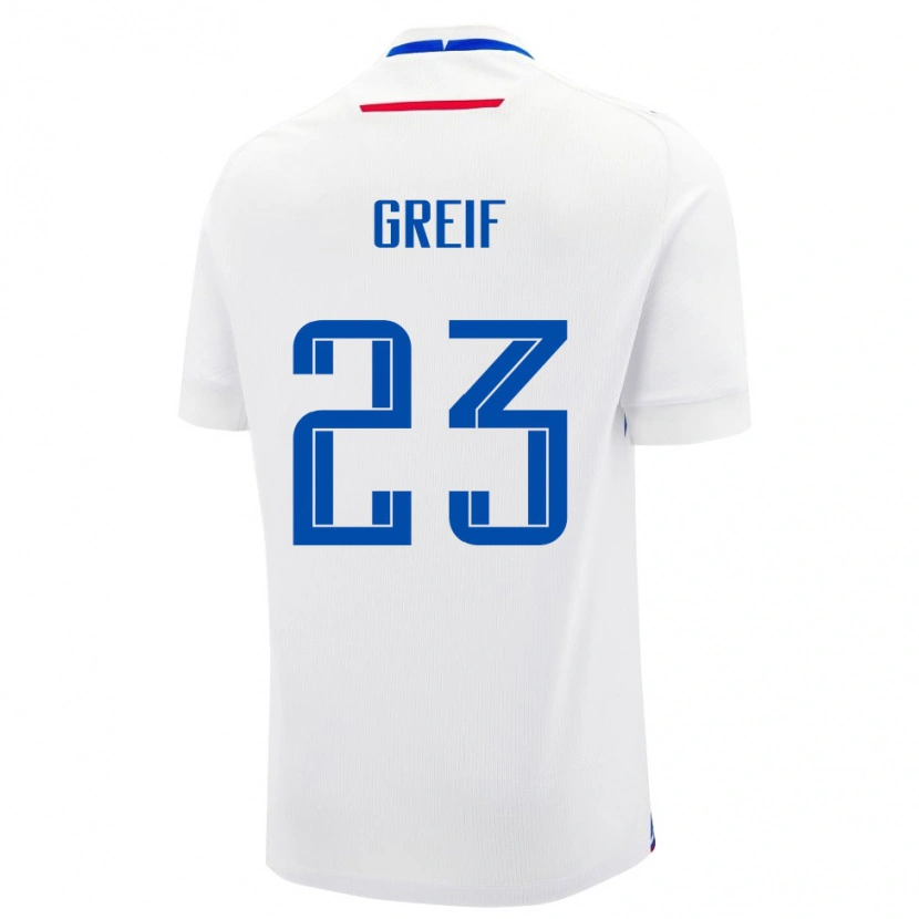 Danxen Dětské Slovensko Dominik Greif #23 Bílá Modrá Daleko Hráčské Dresy 26-28 Dres