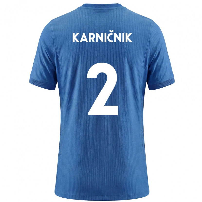Danxen Dětské Slovinsko Zan Karnicnik #2 Modrá Bílá Daleko Hráčské Dresy 26-28 Dres