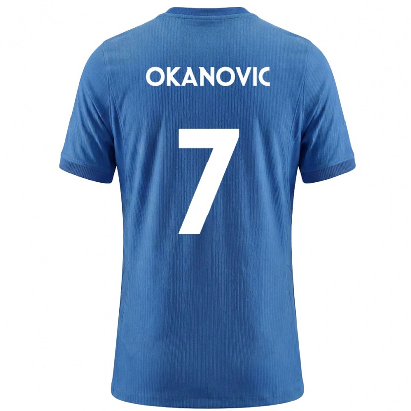 Danxen Dětské Slovinsko Deen Okanovic #7 Modrá Bílá Daleko Hráčské Dresy 26-28 Dres