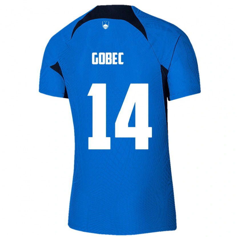 Danxen Dětské Slovinsko Stijan Gobec #14 Modrá Bílá Daleko Hráčské Dresy 26-28 Dres