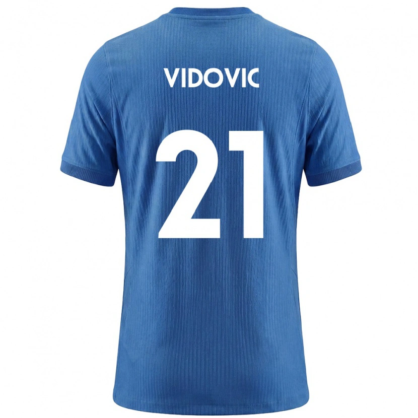 Danxen Dětské Slovinsko Patrik Vidovic #21 Modrá Bílá Daleko Hráčské Dresy 26-28 Dres