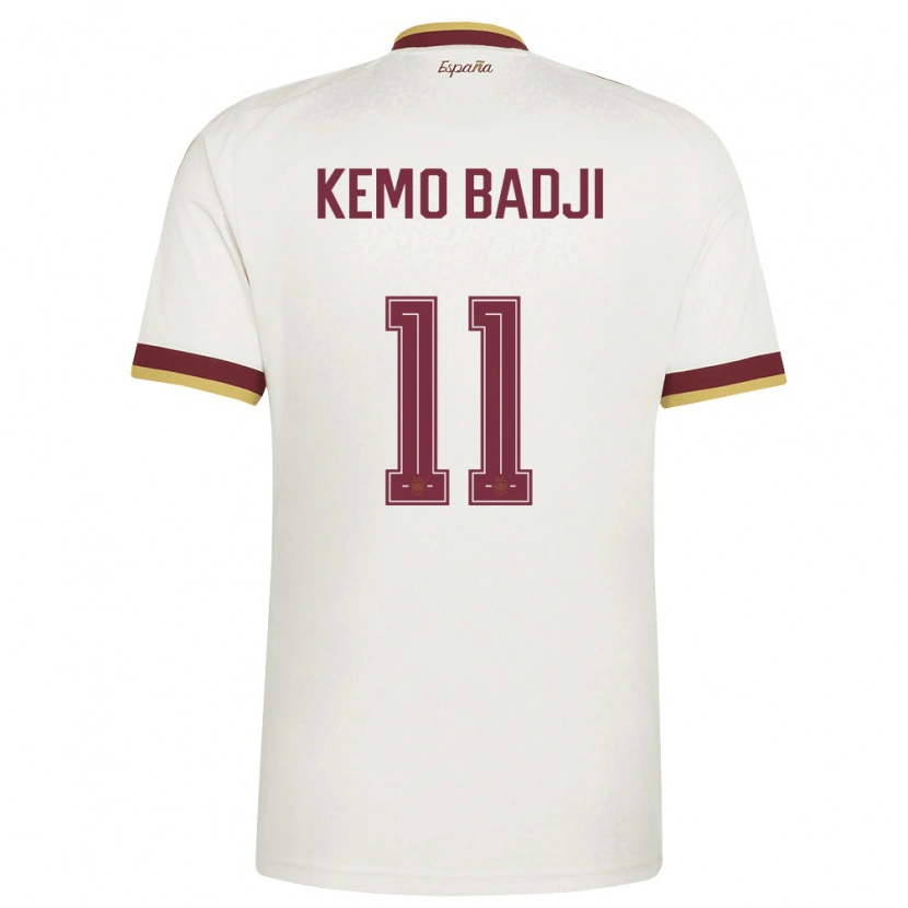 Danxen Dětské Španělsko Abdou Kemo Badji #11 Smetanová Vínová Daleko Hráčské Dresy 26-28 Dres