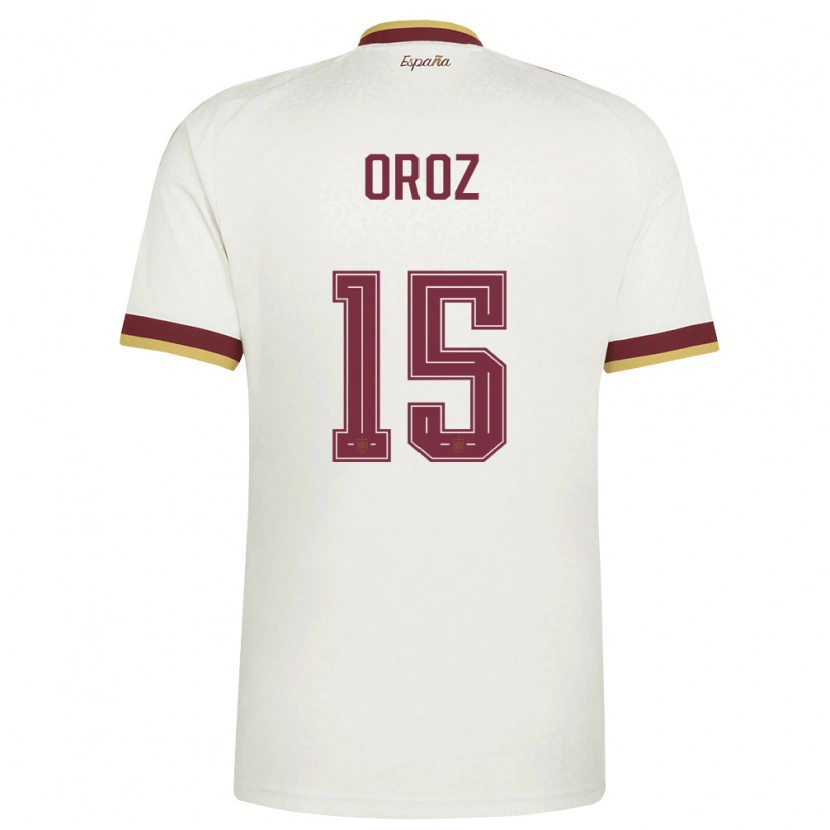 Danxen Dětské Španělsko Maite Oroz #15 Smetanová Vínová Daleko Hráčské Dresy 26-28 Dres