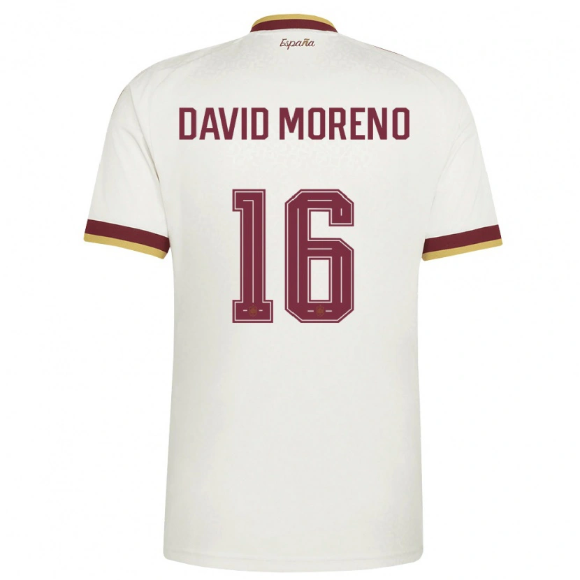 Danxen Dětské Španělsko Antonio David Moreno #16 Smetanová Vínová Daleko Hráčské Dresy 26-28 Dres