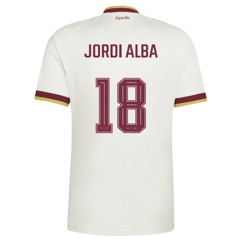 Danxen Dětské Španělsko Jordi Alba #18 Smetanová Vínová Daleko Hráčské Dresy 26-28 Dres