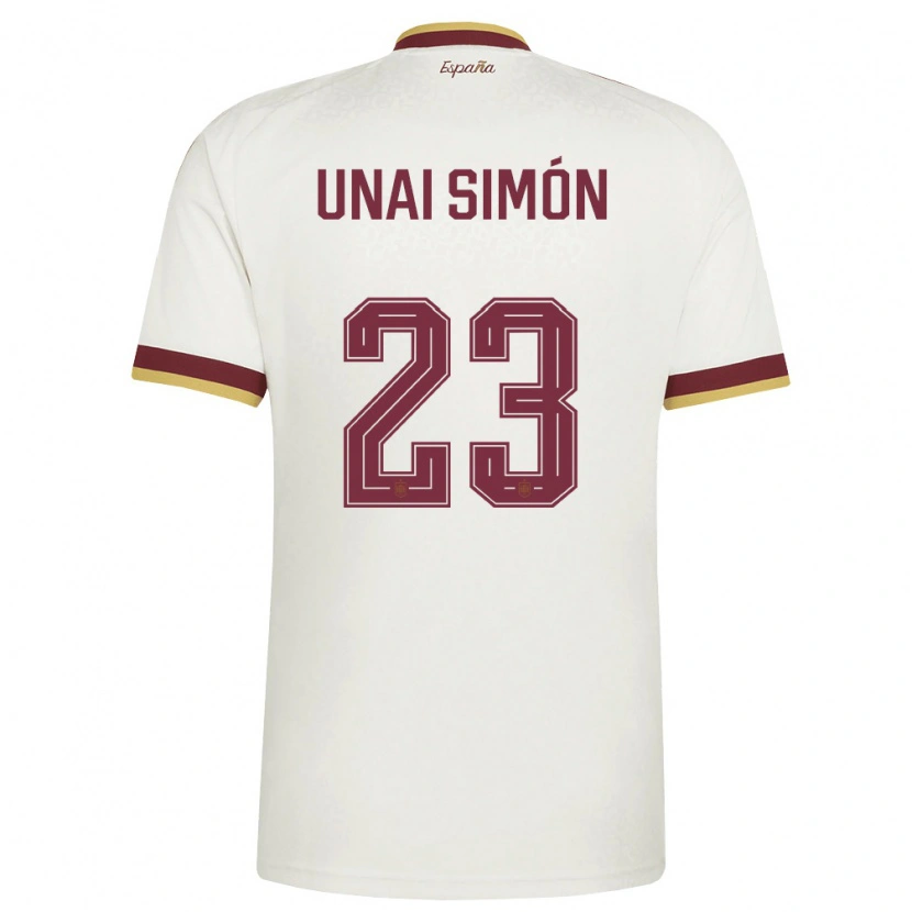Danxen Dětské Španělsko Unai Simón #23 Smetanová Vínová Daleko Hráčské Dresy 26-28 Dres