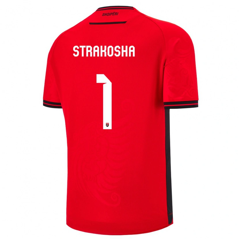 Danxen Pánské Albánie Thomas Strakosha #1 Červená Černá Domů Hráčské Dresy 26-28 Dres