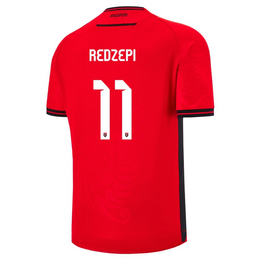 Danxen Pánské Albánie Enis Redzepi #11 Červená Černá Domů Hráčské Dresy 26-28 Dres
