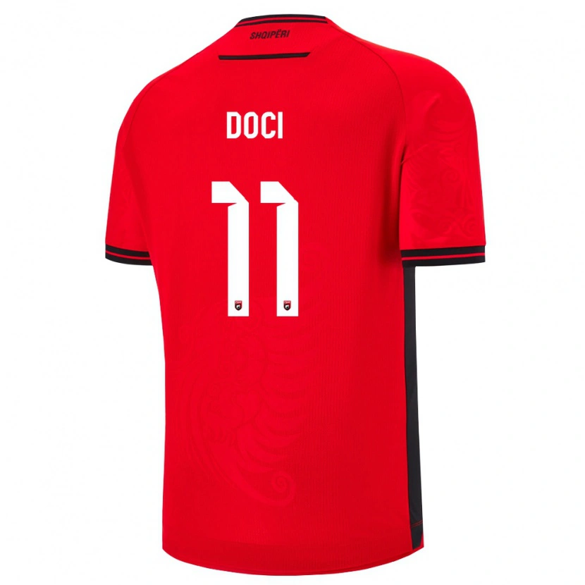 Danxen Pánské Albánie Megi Doçi #11 Červená Černá Domů Hráčské Dresy 26-28 Dres