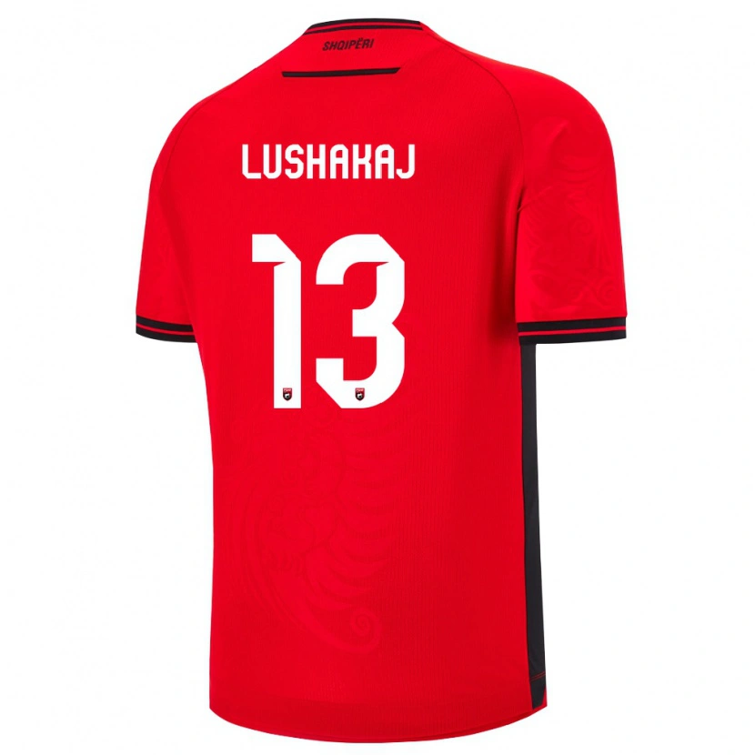 Danxen Pánské Albánie Glenne Lushakaj #13 Červená Černá Domů Hráčské Dresy 26-28 Dres