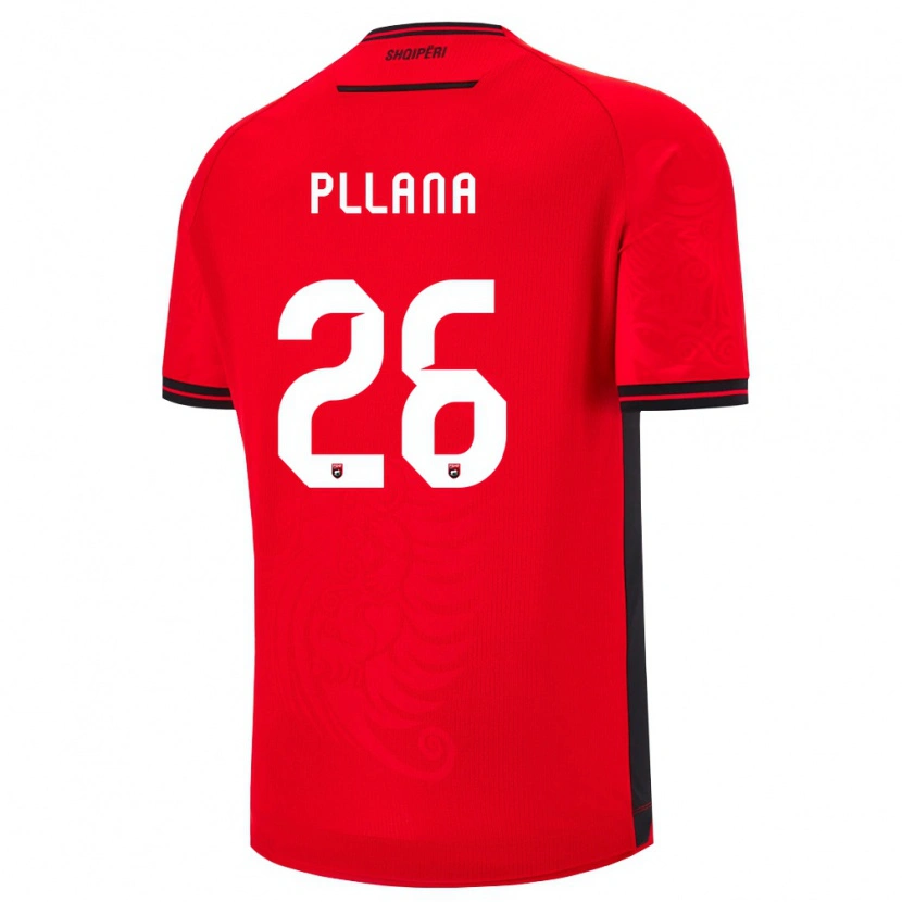 Danxen Pánské Albánie Bujar Pllana #26 Červená Černá Domů Hráčské Dresy 26-28 Dres