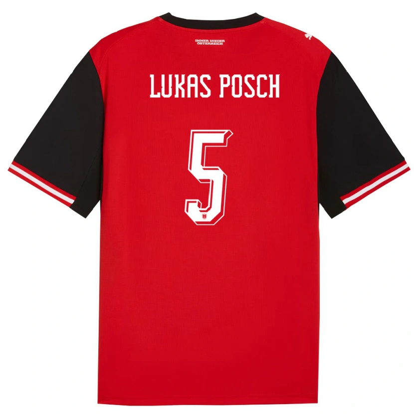 Danxen Pánské Rakousko Lukas Posch #5 Černá Bílá Domů Hráčské Dresy 26-28 Dres