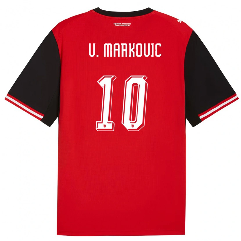 Danxen Pánské Rakousko Vasilije Markovic #10 Černá Bílá Domů Hráčské Dresy 26-28 Dres