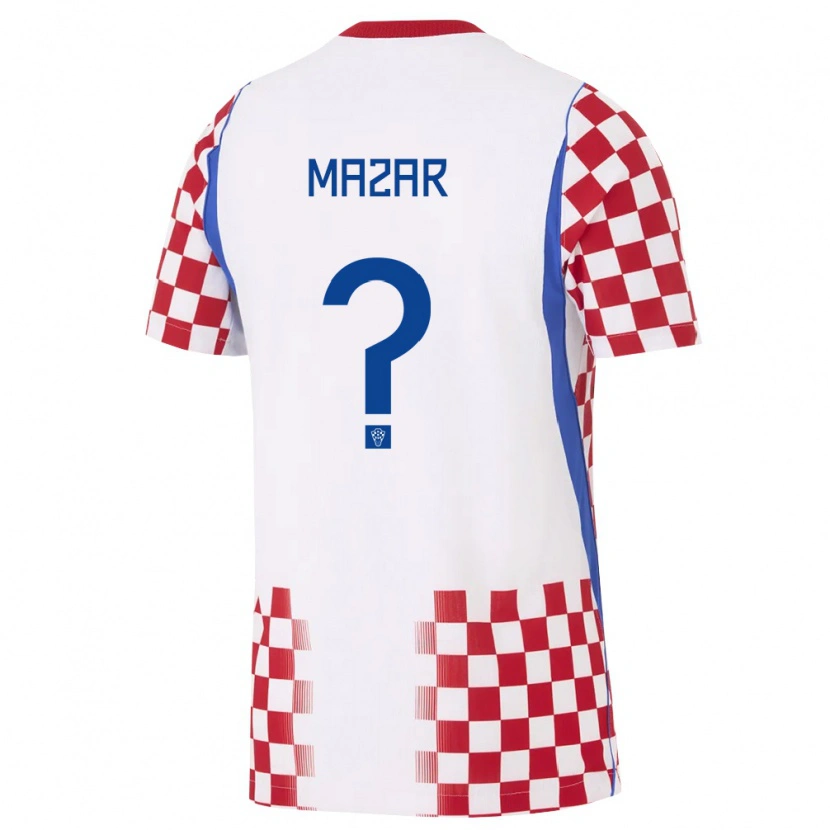 Danxen Pánské Chorvatsko Filip Mazar #0 Bílá Červená Modrá Domů Hráčské Dresy 26-28 Dres