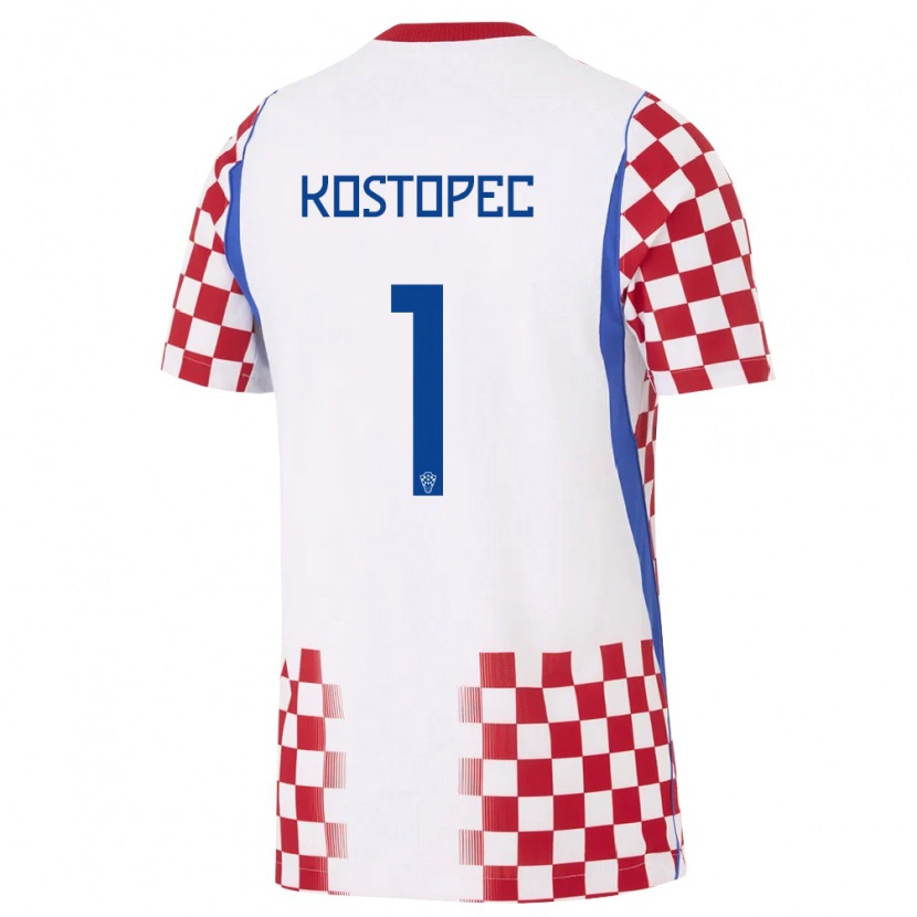 Danxen Pánské Chorvatsko Maroje Kostopec #1 Bílá Červená Modrá Domů Hráčské Dresy 26-28 Dres