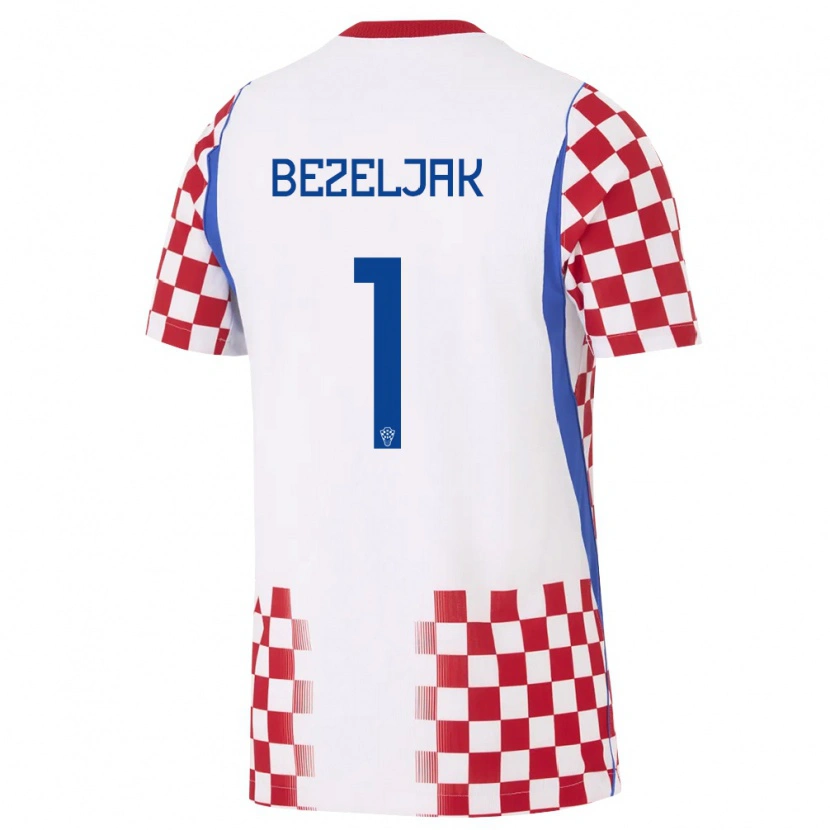 Danxen Pánské Chorvatsko Raul Bezeljak #1 Bílá Červená Modrá Domů Hráčské Dresy 26-28 Dres