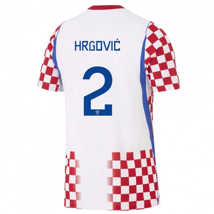 Danxen Pánské Chorvatsko Simun Hrgovic #2 Bílá Červená Modrá Domů Hráčské Dresy 26-28 Dres
