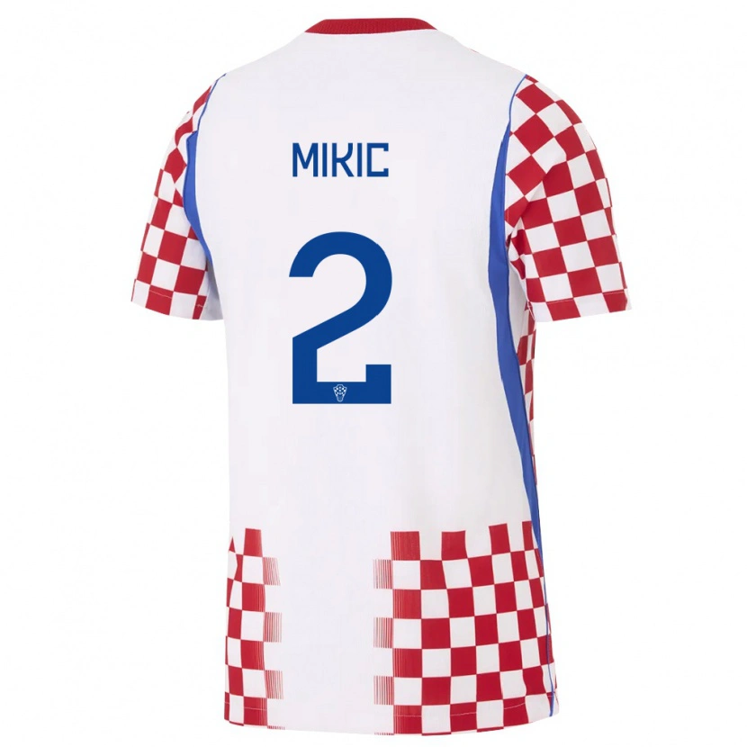 Danxen Pánské Chorvatsko Noa Mikic #2 Bílá Červená Modrá Domů Hráčské Dresy 26-28 Dres