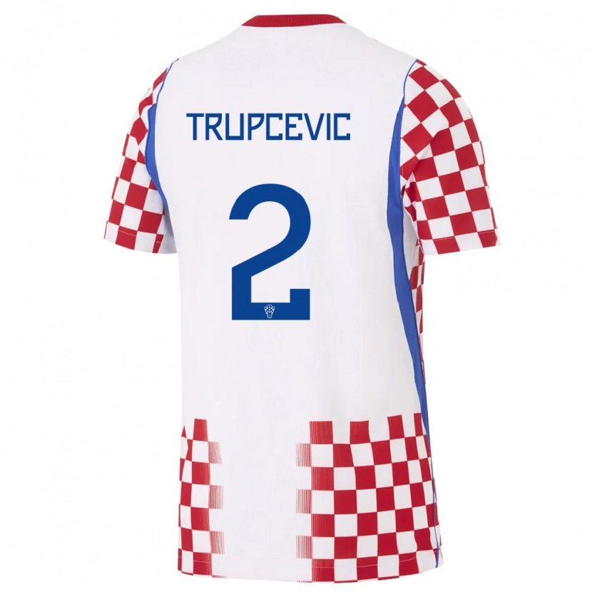 Danxen Pánské Chorvatsko Lovro Trupcevic #2 Bílá Červená Modrá Domů Hráčské Dresy 26-28 Dres