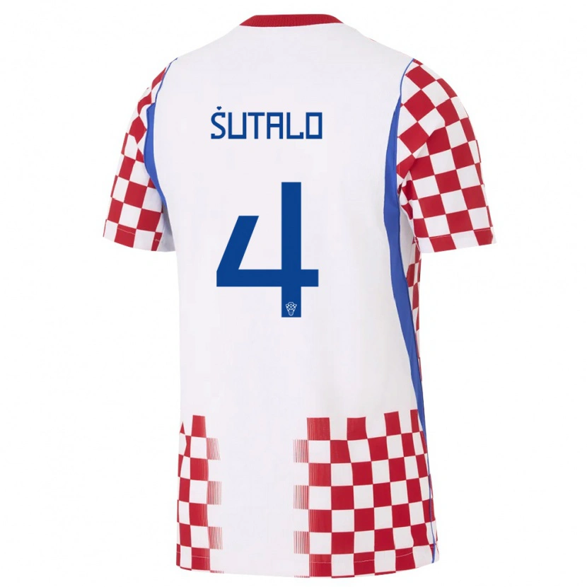 Danxen Pánské Chorvatsko Bosko Sutalo #4 Bílá Červená Modrá Domů Hráčské Dresy 26-28 Dres