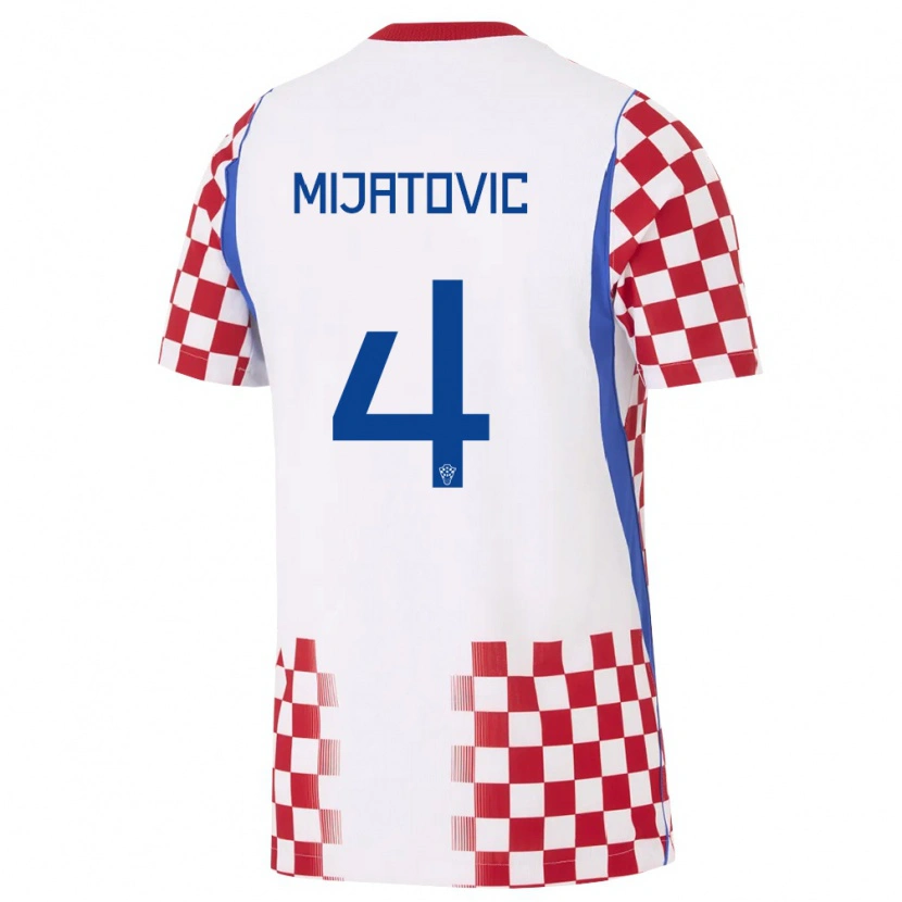 Danxen Pánské Chorvatsko Roko Mijatovic #4 Bílá Červená Modrá Domů Hráčské Dresy 26-28 Dres