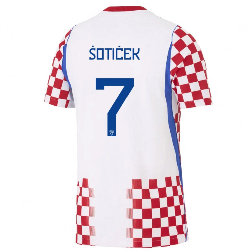 Danxen Pánské Chorvatsko Marin Soticek #7 Bílá Červená Modrá Domů Hráčské Dresy 26-28 Dres