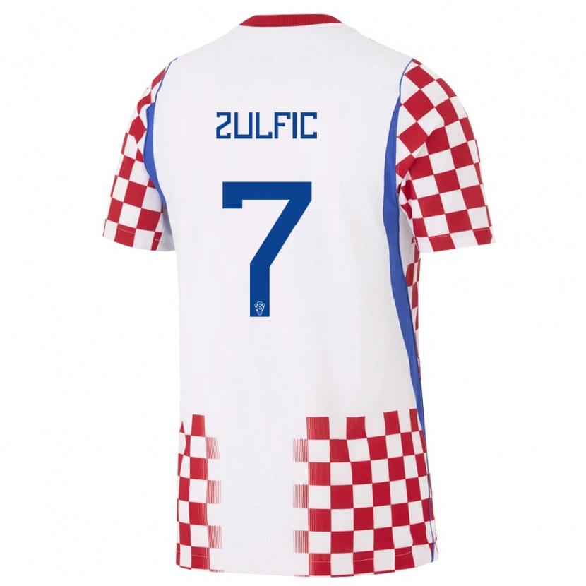 Danxen Pánské Chorvatsko Karlo Zulfic #7 Bílá Červená Modrá Domů Hráčské Dresy 26-28 Dres