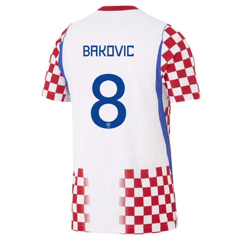 Danxen Pánské Chorvatsko Tomas Bakovic #8 Bílá Červená Modrá Domů Hráčské Dresy 26-28 Dres