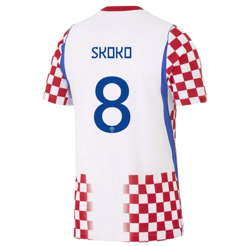 Danxen Pánské Chorvatsko Noa Skoko #8 Bílá Červená Modrá Domů Hráčské Dresy 26-28 Dres
