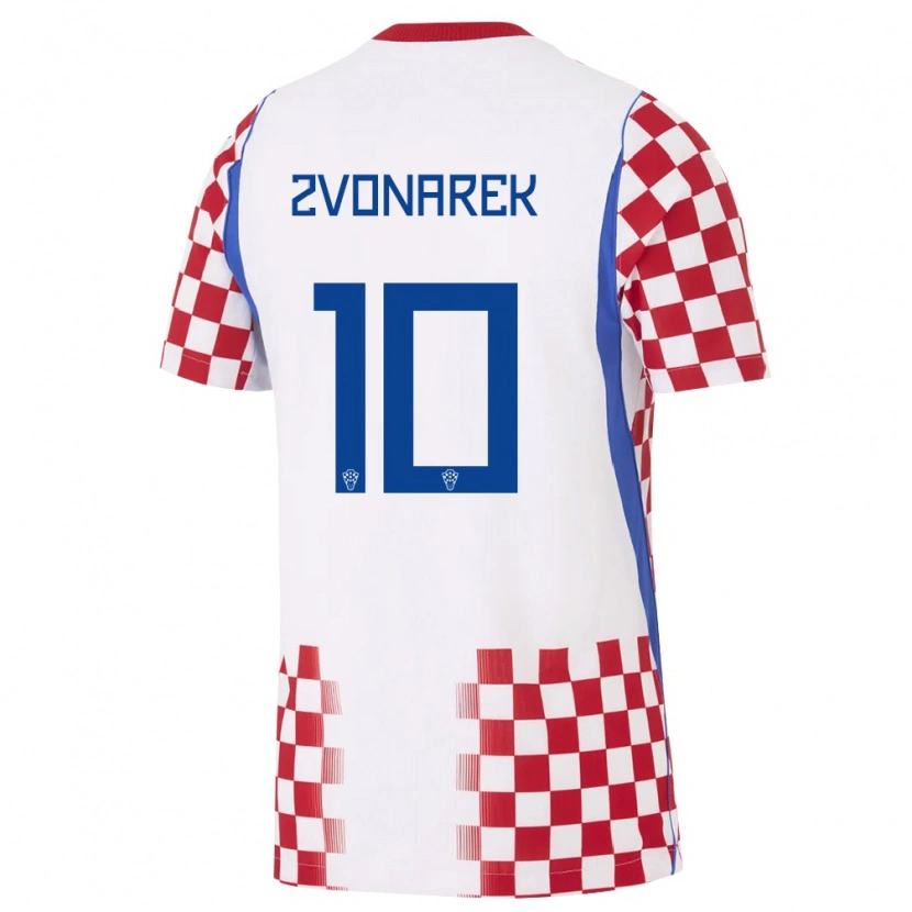 Danxen Pánské Chorvatsko Lovro Zvonarek #10 Bílá Červená Modrá Domů Hráčské Dresy 26-28 Dres