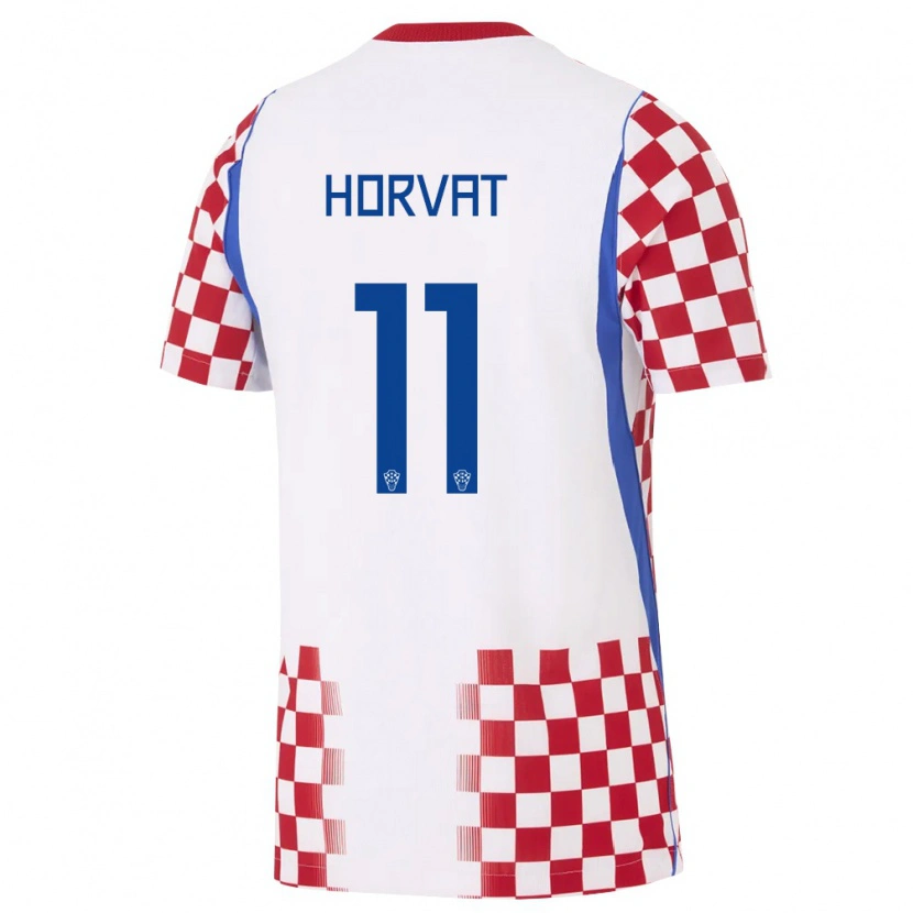 Danxen Pánské Chorvatsko Patrik Horvat #11 Bílá Červená Modrá Domů Hráčské Dresy 26-28 Dres