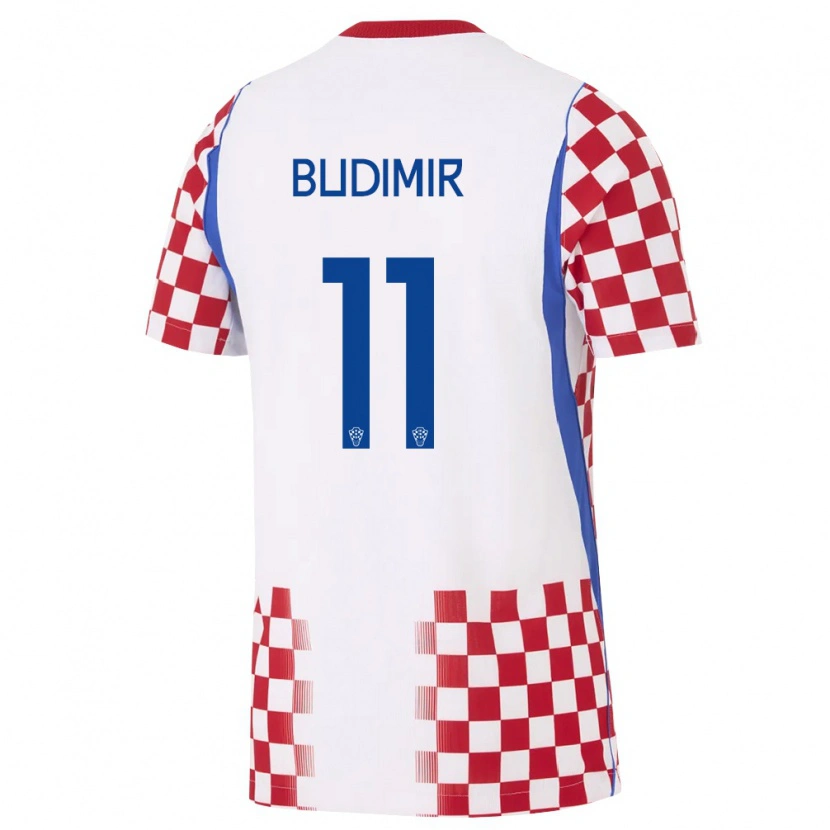 Danxen Pánské Chorvatsko Ante Budimir #11 Bílá Červená Modrá Domů Hráčské Dresy 26-28 Dres