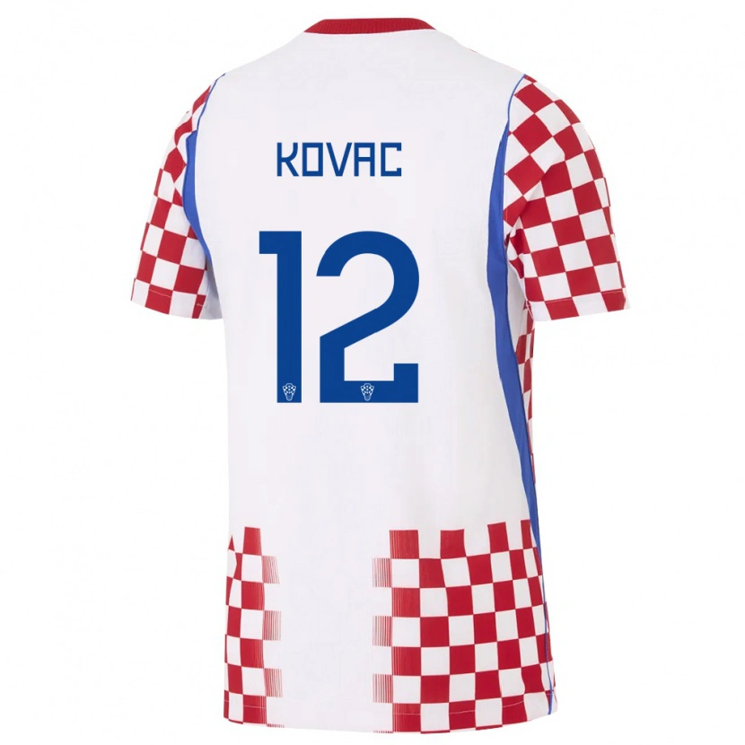 Danxen Pánské Chorvatsko Vito Kovac #12 Bílá Červená Modrá Domů Hráčské Dresy 26-28 Dres