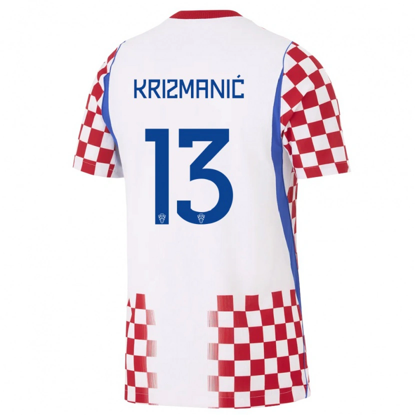 Danxen Pánské Chorvatsko Kresimir Krizmanic #13 Bílá Červená Modrá Domů Hráčské Dresy 26-28 Dres