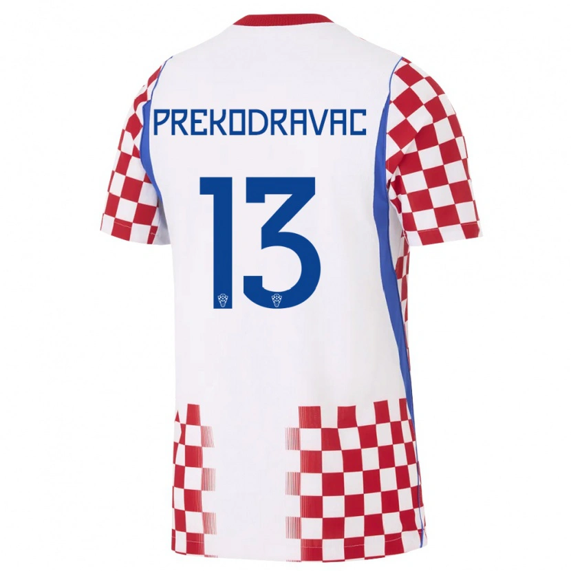 Danxen Pánské Chorvatsko Marin Prekodravac #13 Bílá Červená Modrá Domů Hráčské Dresy 26-28 Dres