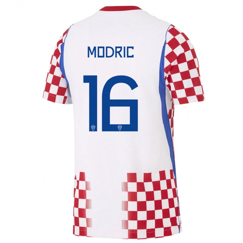 Danxen Pánské Chorvatsko Marin Modric #16 Bílá Červená Modrá Domů Hráčské Dresy 26-28 Dres
