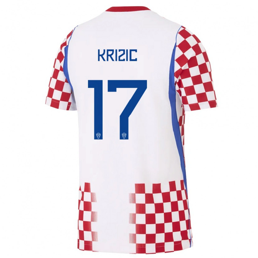 Danxen Pánské Chorvatsko Ivan Krizic #17 Bílá Červená Modrá Domů Hráčské Dresy 26-28 Dres