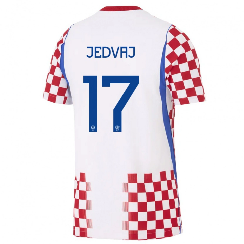 Danxen Pánské Chorvatsko Karla Jedvaj #17 Bílá Červená Modrá Domů Hráčské Dresy 26-28 Dres