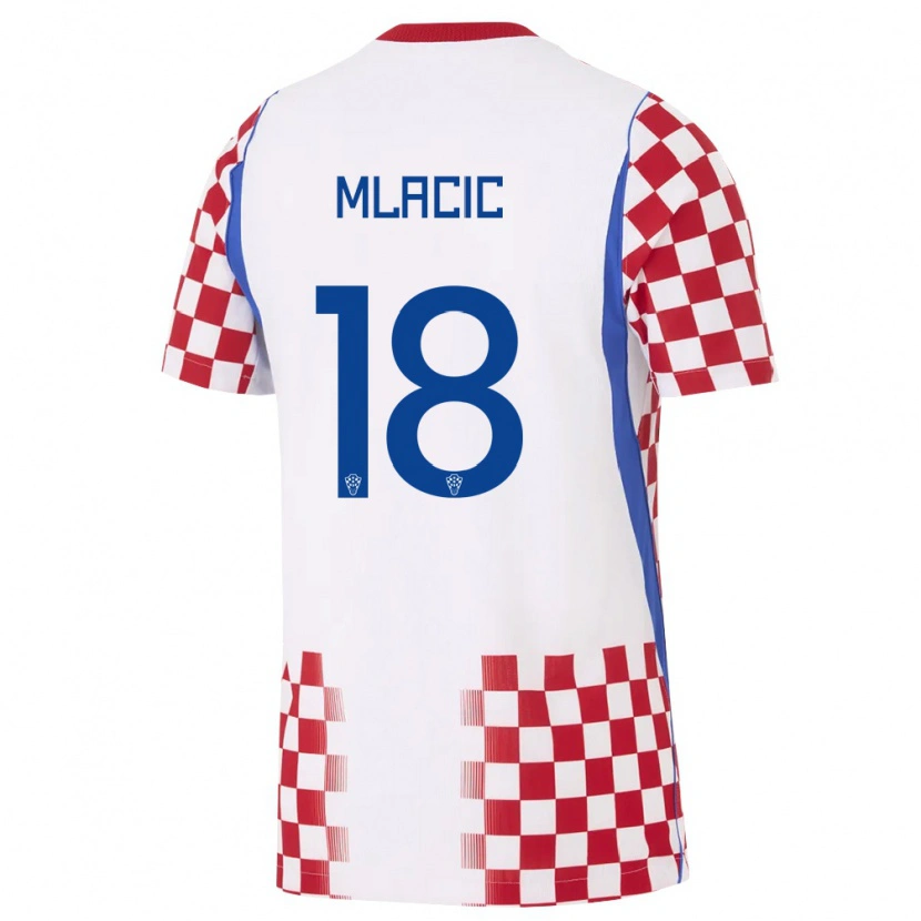 Danxen Pánské Chorvatsko Branimir Mlacic #18 Bílá Červená Modrá Domů Hráčské Dresy 26-28 Dres