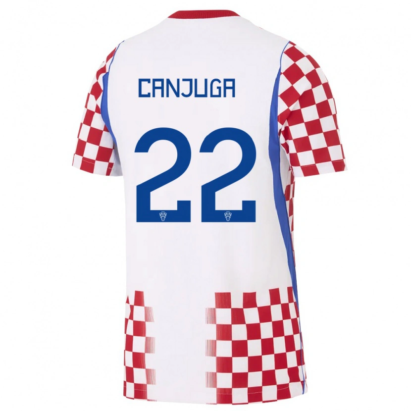 Danxen Pánské Chorvatsko Ivan Canjuga #22 Bílá Červená Modrá Domů Hráčské Dresy 26-28 Dres