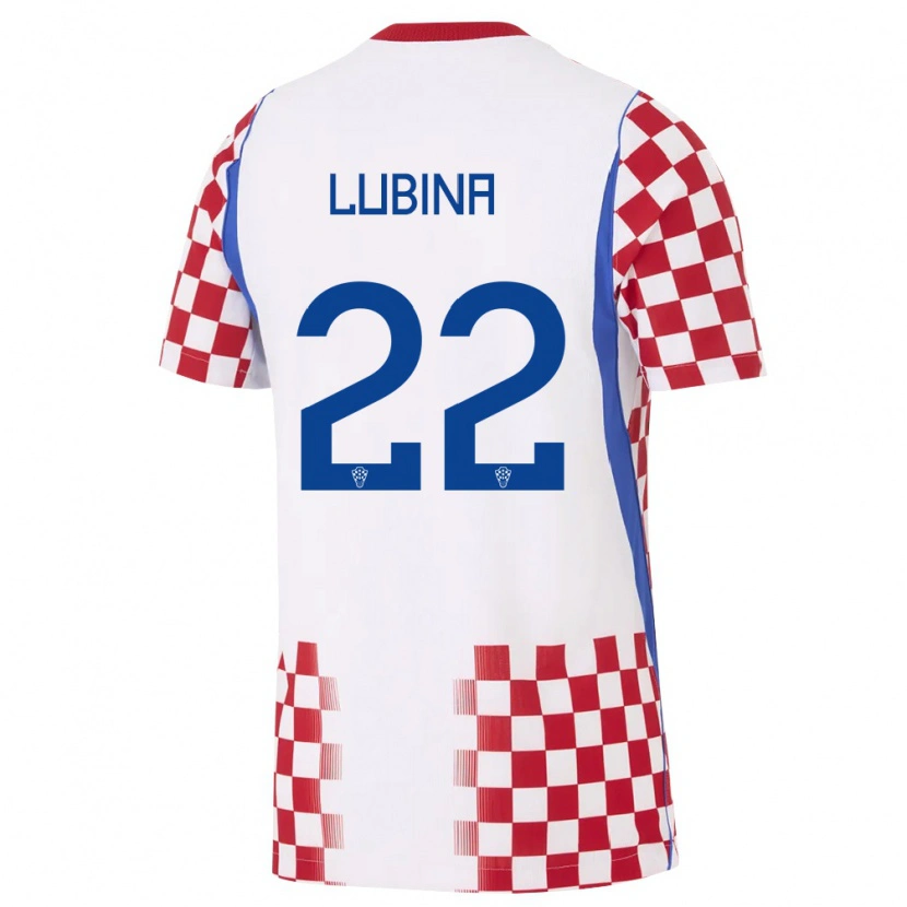 Danxen Pánské Chorvatsko Anela Lubina #22 Bílá Červená Modrá Domů Hráčské Dresy 26-28 Dres