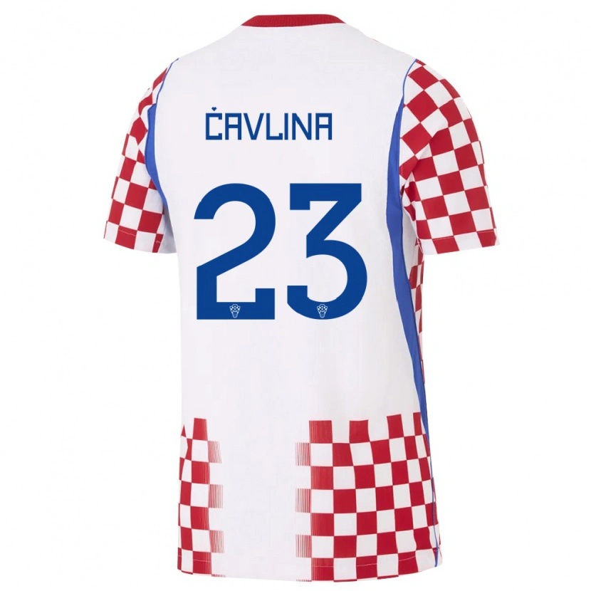 Danxen Pánské Chorvatsko Nikola Cavlina #23 Bílá Červená Modrá Domů Hráčské Dresy 26-28 Dres
