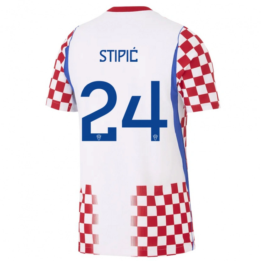 Danxen Pánské Chorvatsko Mihael Stipic #24 Bílá Červená Modrá Domů Hráčské Dresy 26-28 Dres