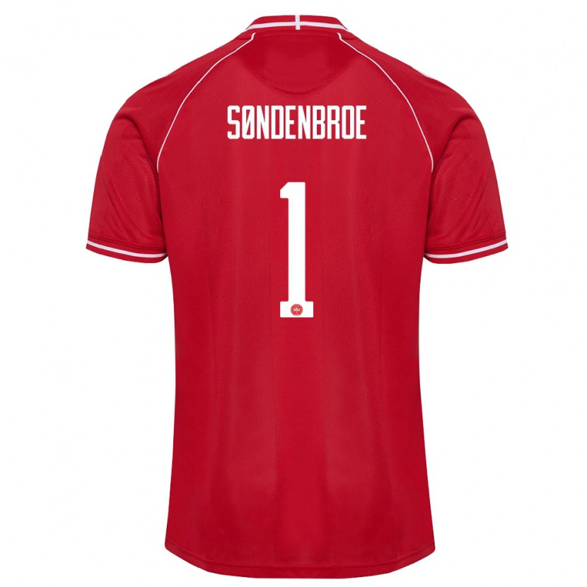 Danxen Pánské Dánsko Andreas Søndenbroe #1 Červená Bílá Domů Hráčské Dresy 26-28 Dres