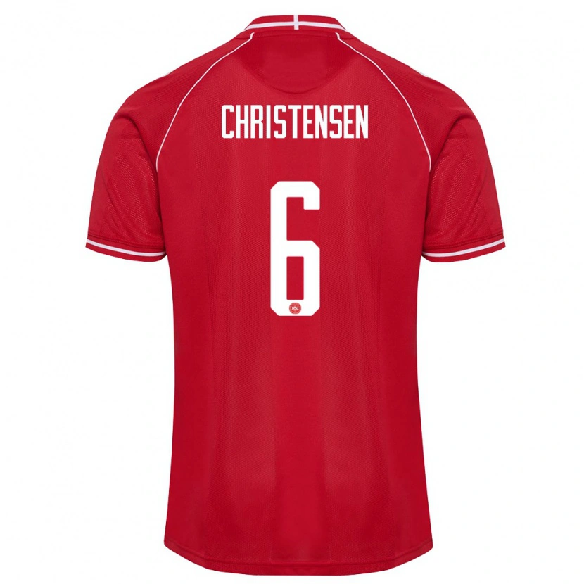 Danxen Pánské Dánsko Andreas Christensen #6 Červená Bílá Domů Hráčské Dresy 26-28 Dres