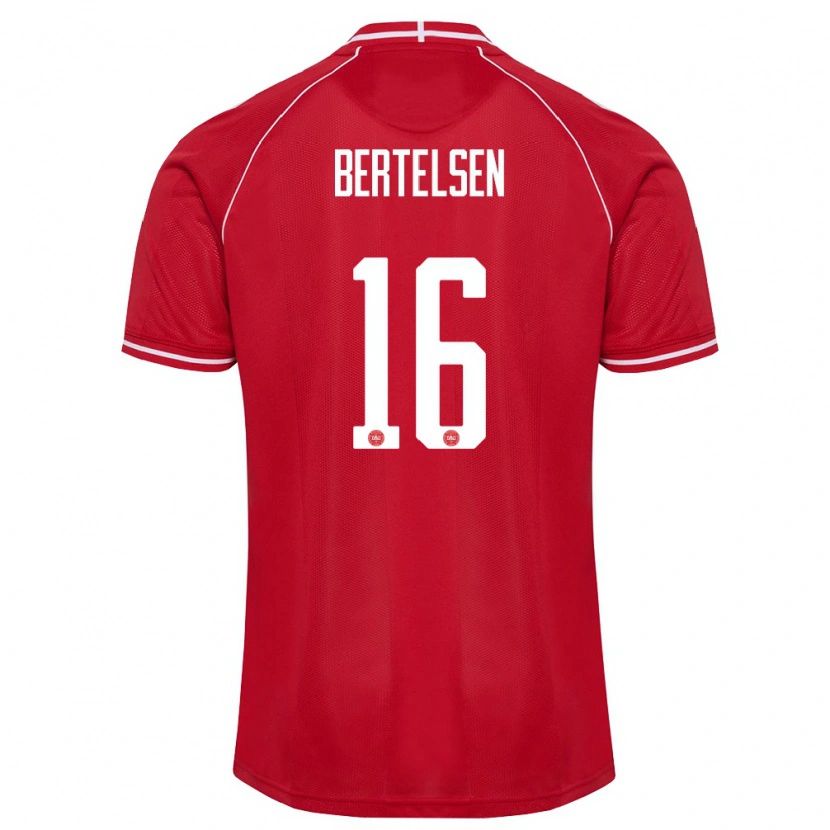 Danxen Pánské Dánsko Villads Bertelsen #16 Červená Bílá Domů Hráčské Dresy 26-28 Dres