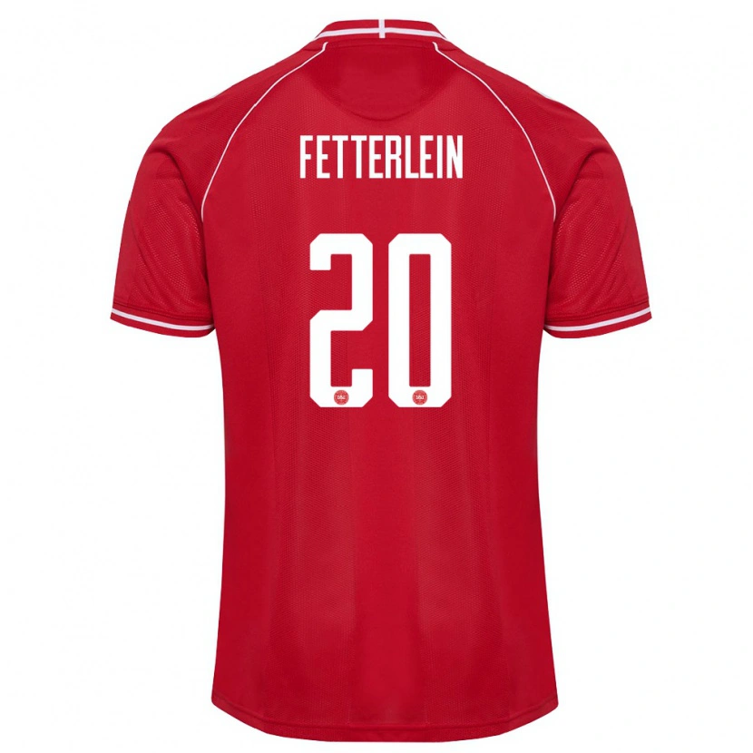 Danxen Pánské Dánsko Sean Fetterlein #20 Červená Bílá Domů Hráčské Dresy 26-28 Dres