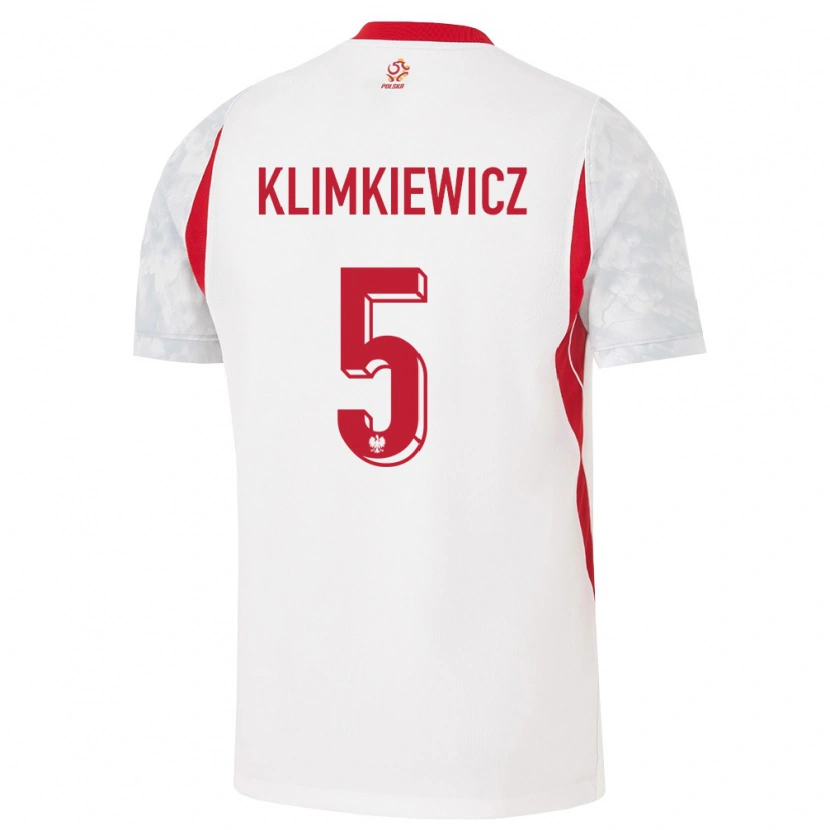 Danxen Pánské Polsko Aleksander Klimkiewicz #5 Bílá Červená Šedá Domů Hráčské Dresy 26-28 Dres