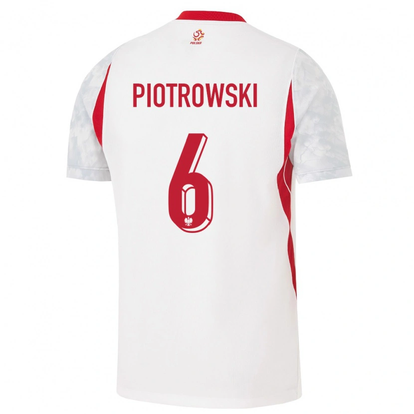 Danxen Pánské Polsko Jakub Piotrowski #6 Bílá Červená Šedá Domů Hráčské Dresy 26-28 Dres